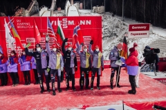 Niemieccy skoczkowie podczas ceremonii inauguracji sezonu 2021/2022 (fot. Alexey Kabelitskiy / LOC World Cup stage in Nizhny Tagil)