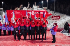 Austriaccy skoczkowie podczas ceremonii inauguracji sezonu 2021/2022 (fot. Alexey Kabelitskiy / LOC World Cup stage in Nizhny Tagil)